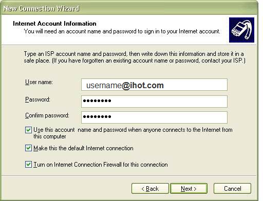 XP Connection user name
